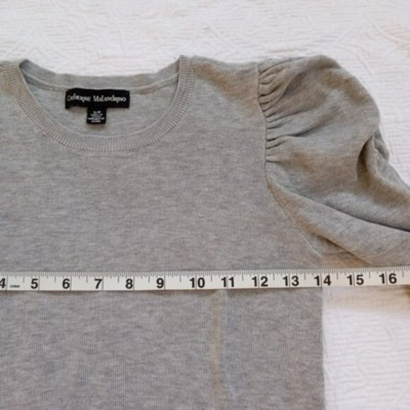 Set Gray Puff Sleeve Sweater & Ann Taylor LOFT Black Silk Cardigan Womens - Picture 11 of 16